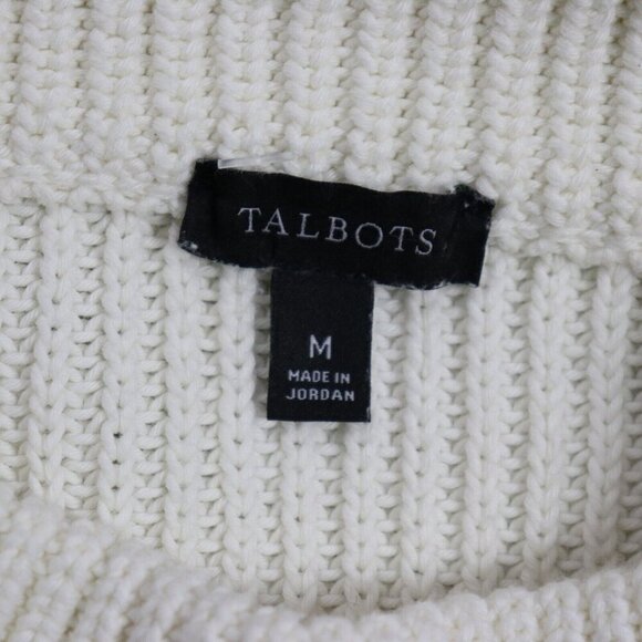 Talbots Rib Knit Sweater Womens M Pullover Crewneck Cotton Long Line Apris Ski - Picture 2 of 14